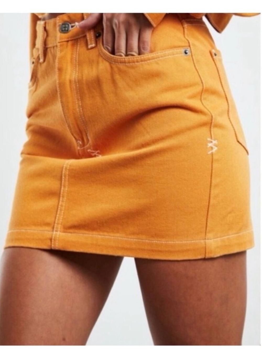 Ksubi Flame Skirt Size 26 Orange Super Mini Denim High Waisted Alternative Edgy